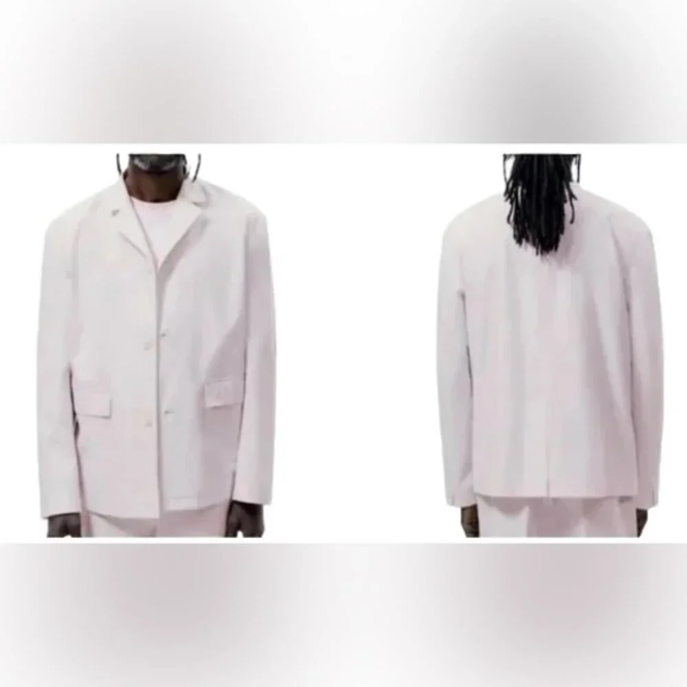 NWOT ZARA Poplin Relaxed Fit Pink Lightweight Suit Jacket 4624/076 Size 40‎